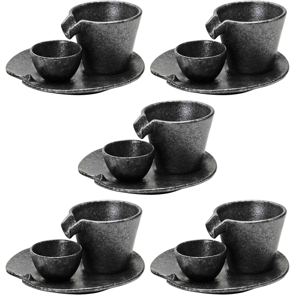 Hayashi Kinnosuke Shoten Mino Ware Shizuru Cold Drinkware Set of 3 Silver Black 141301(3)
