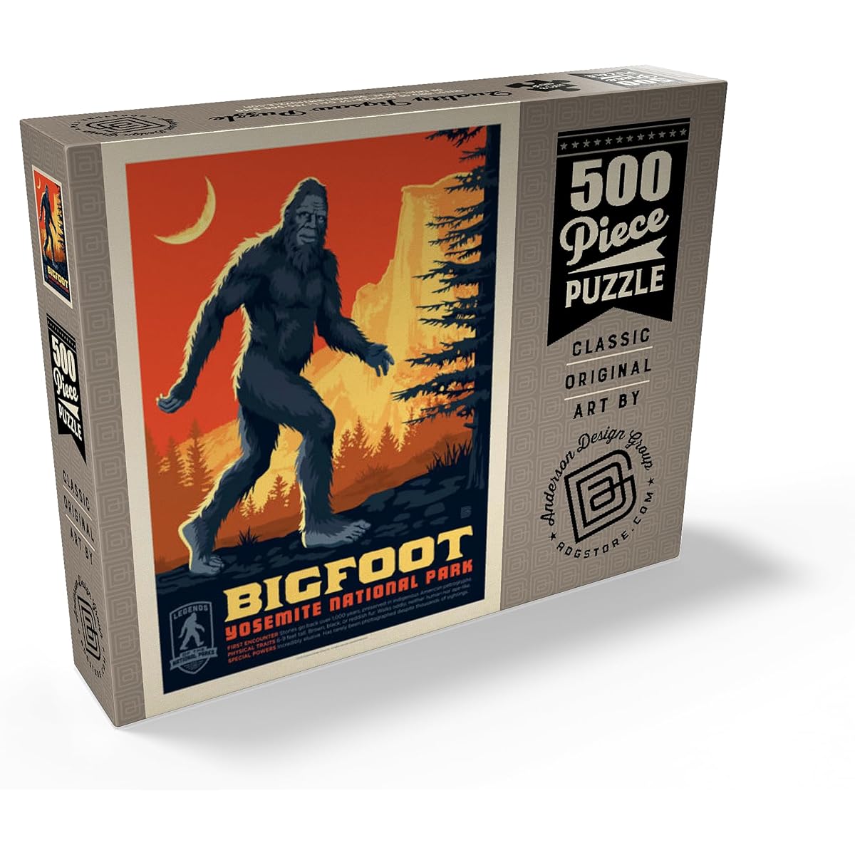 National Park Legends: Bigfoot in Yosemite, Vintage Poster - Premium 500 Piece Jigsaw Puzzle for Adults