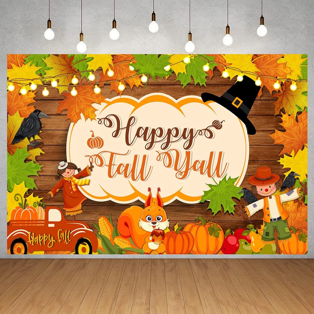 Fall Birthday Party Decoration Thanksgiving Party Backdrop Happy Fall Birthday Banner Party Favor Photography Backdrop for Boys and Girls