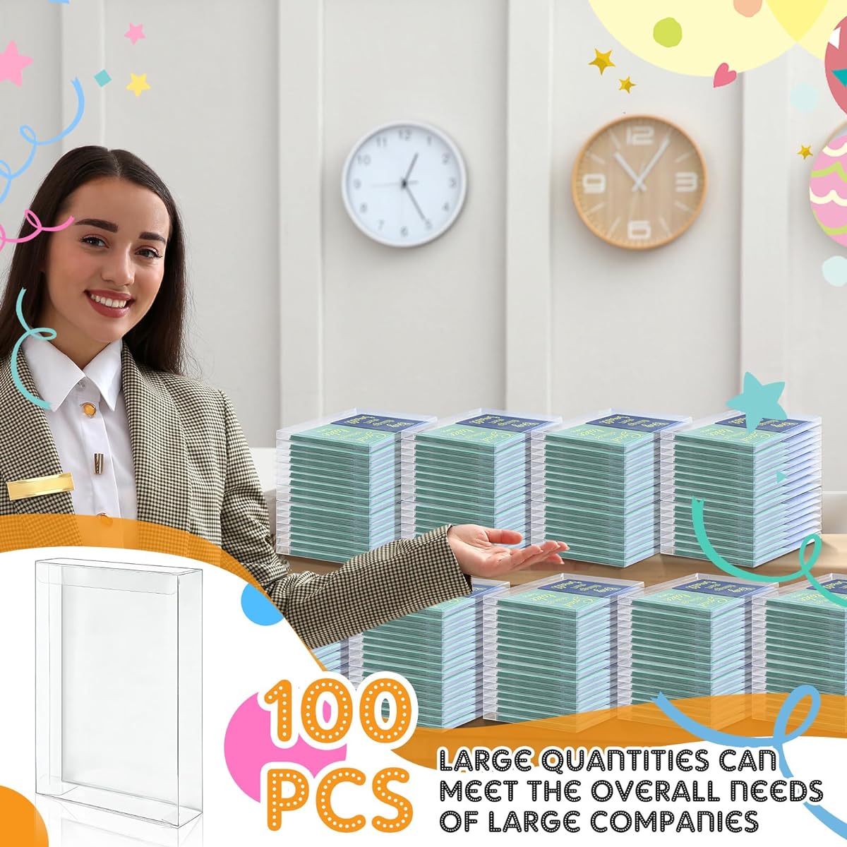 Sintuff Clear Plastic Photo Storage Box 100 Pieces Clear Box for Greeting Cards 5.39 x 7.36 x 1 inch Greeting Card Storage Rectangle Small Clear Box Ideal for Organizing Keepsakes Cards Photos