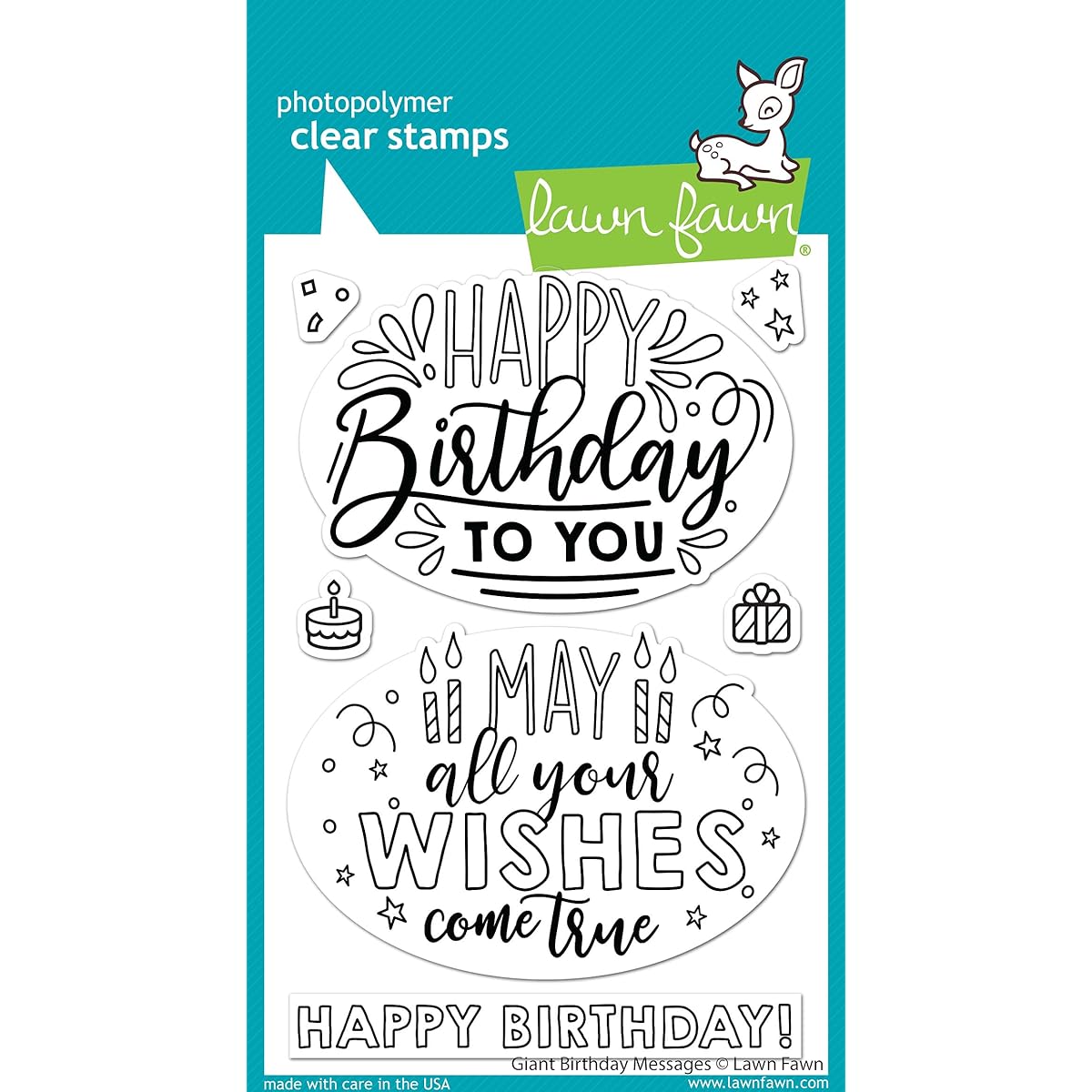 Lawn Fawn Clear Stamps 4"X6"-Giant Birthday Messages -LF2599