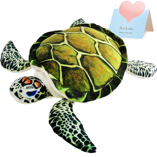 Athoinsu Realistic Sea Turtle Plush Toy Soft Tortoise Shell Sea Creature Stuffed Animal Throw Pillow Children's Day Birthday Valentine's Day Gift Decor for Toddler Kids Boys Girls 18 Inch
