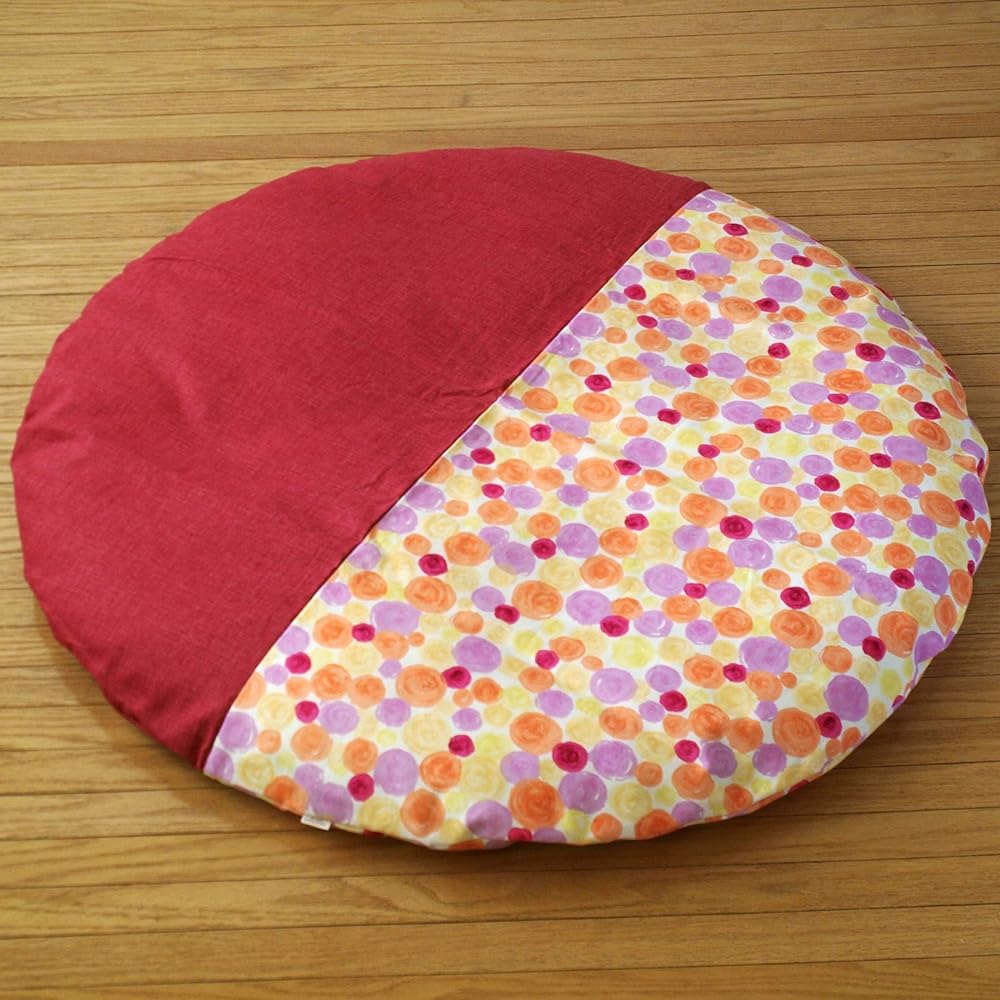 Nude Senbei Zabuton & Cover Set, Water Repellent Type, Diameter 100cm, Rakuchu Takaokaya (Floral Green x Nanohana)
