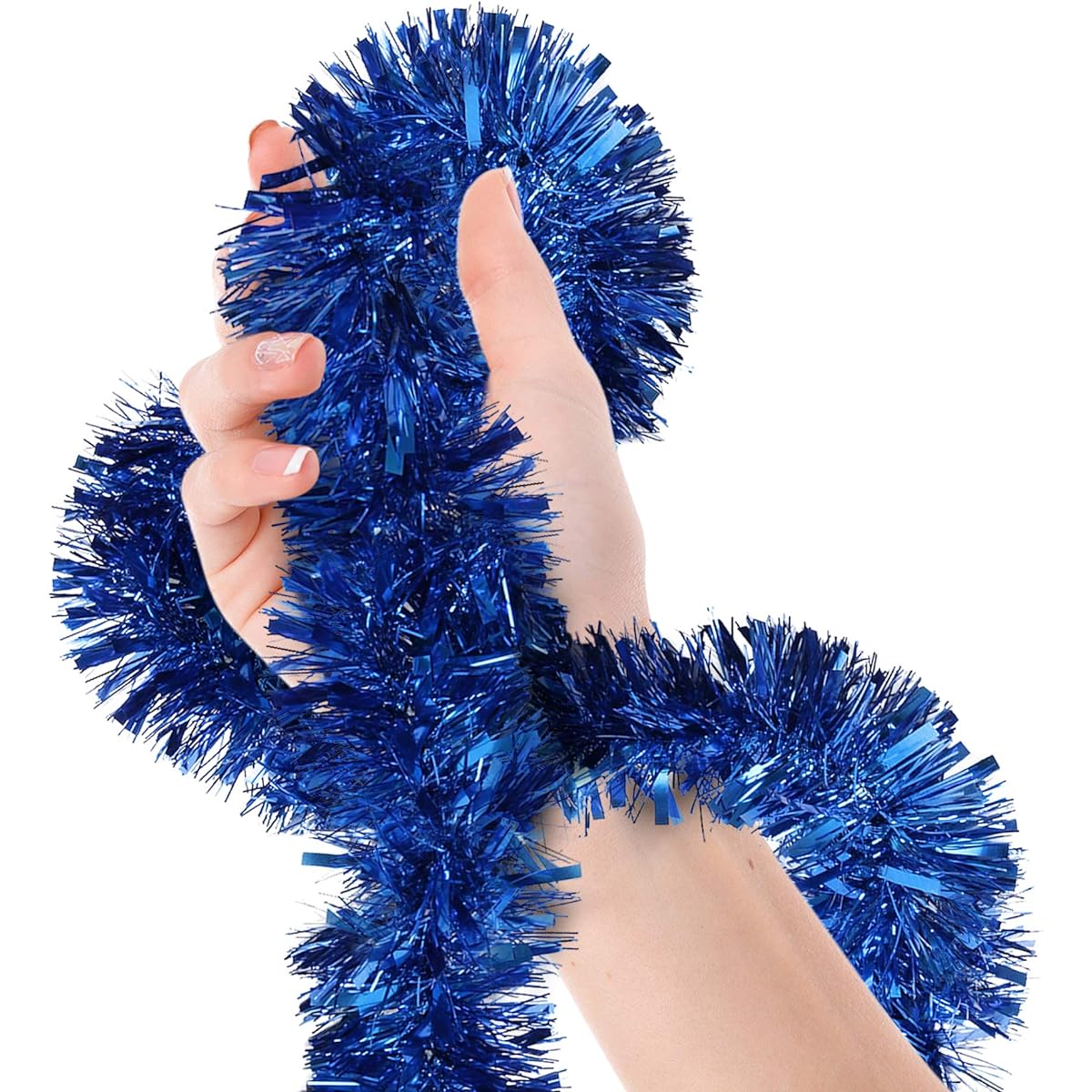 Treasures Gifted Christmas Tinsel Plain Mixed Cut 18ft, Pack of 1 Blue GENRVPNK-SET