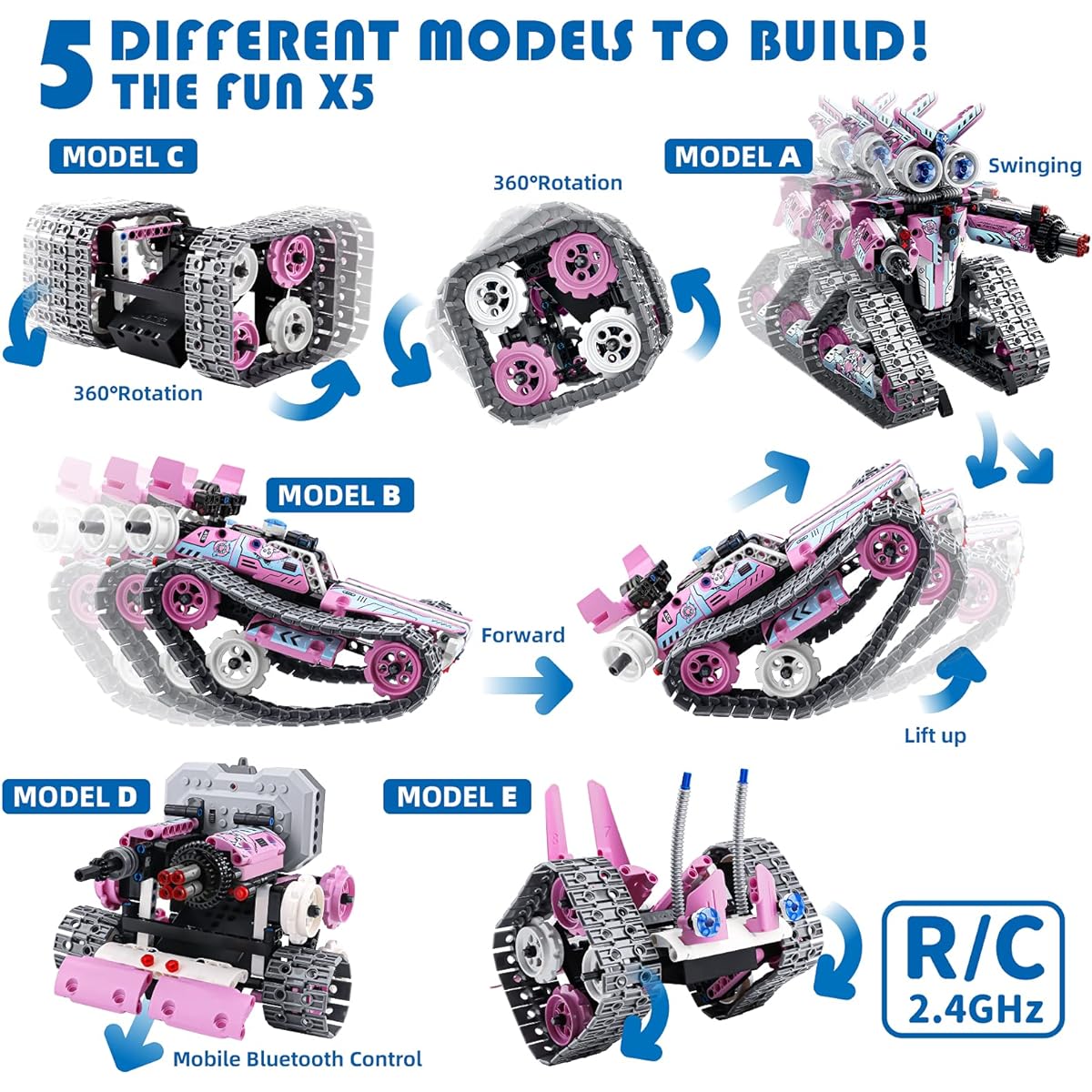 Amy&Benton Remote Control Robot Building Kit for Girls, Stem Pink Robot Kit with App, for Kids Ages 8-16