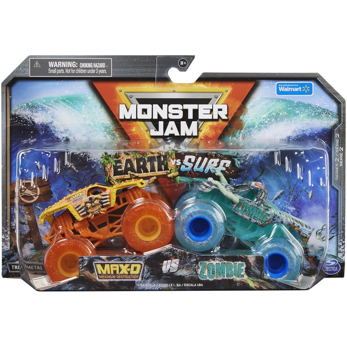 Monster Jam Earth vs Surf [Max D and Zombie] 1:64 Scale Double Pack