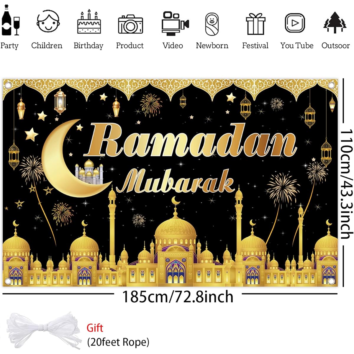Ramadan decorations, Ramadan banner backdrop, Ramadan decorations for home, Islamic Ramadan Mubarak party decorations