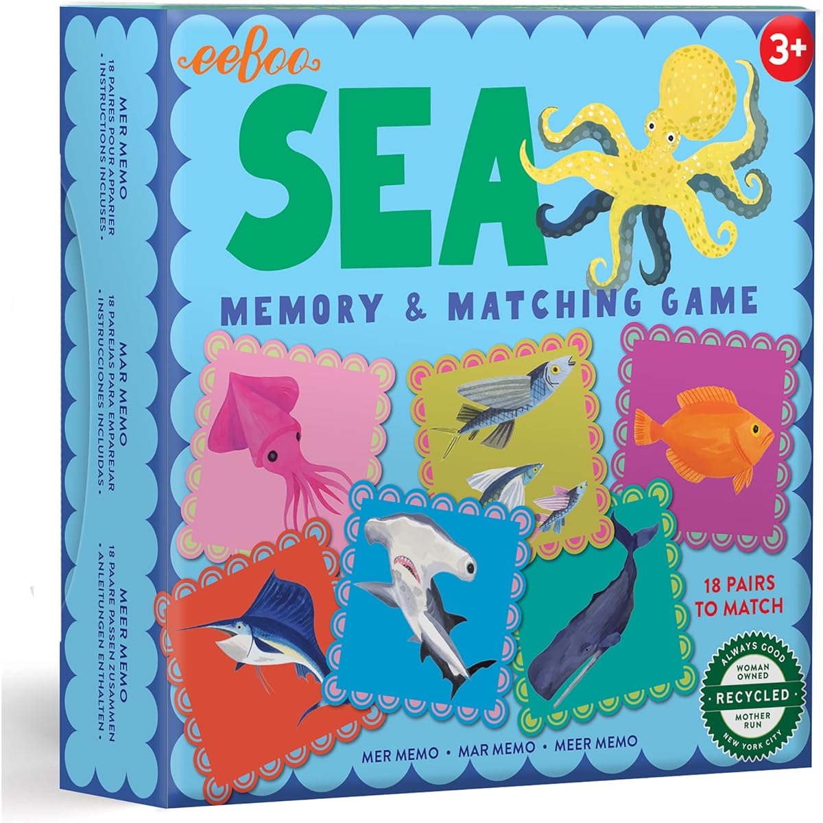 eeBoo Sea Little Square Memory & Matching Game Developmental and Educational Fun Ages 3+
