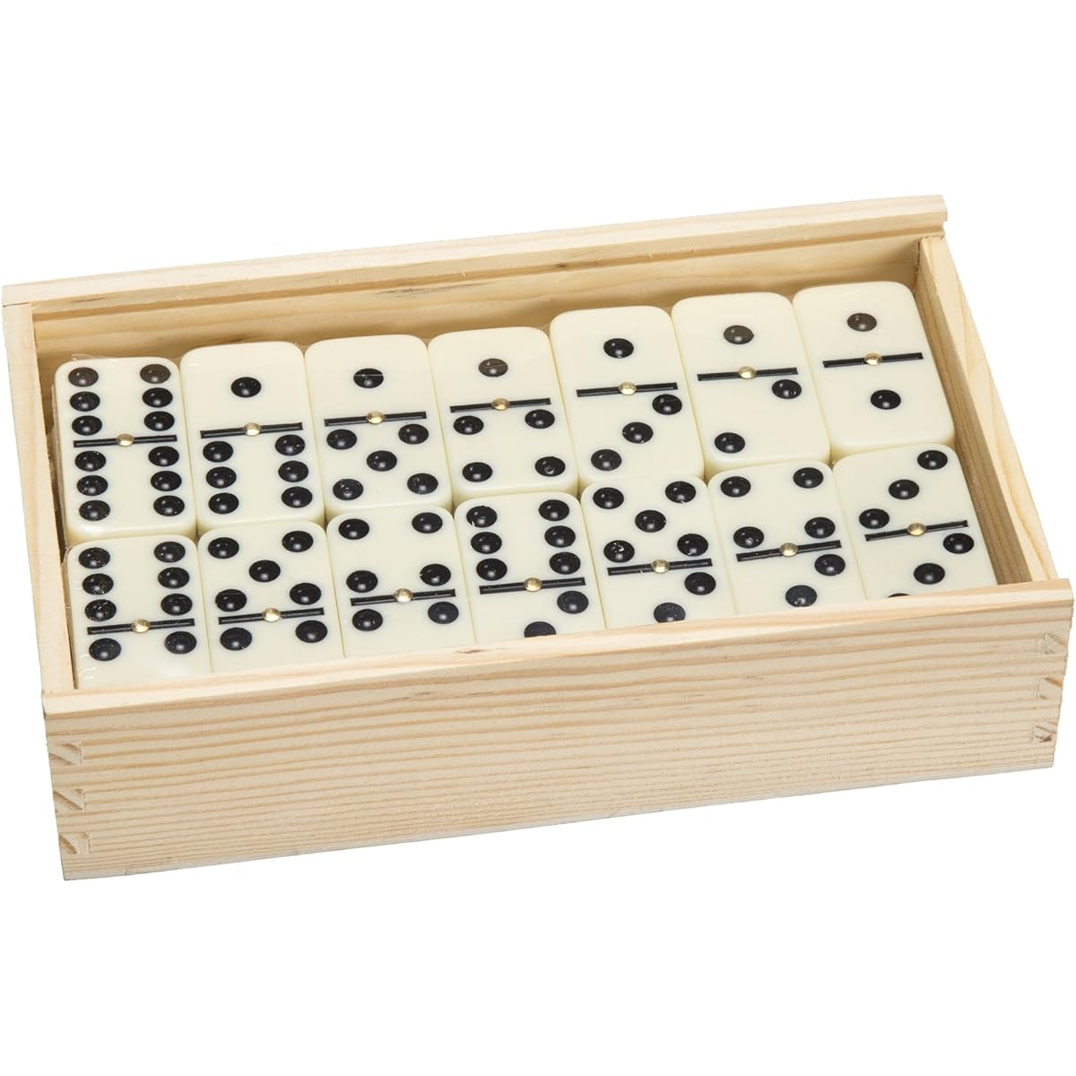 Hey Play Premium Set of 55 Double Nine Dominoes W/ Wood Case Game