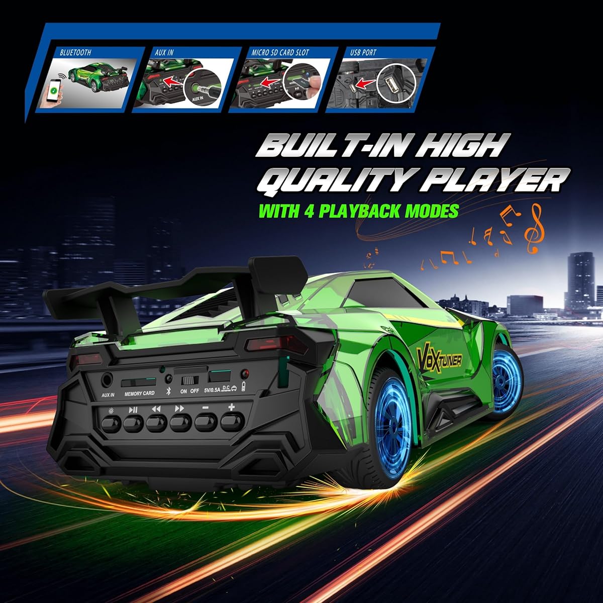 AEROQUEST Remote Control Car Hobby Radio Controlled Car for Kids with Colorful LED Lights and 2 Rechargeable Batteries 2.4GHz High Speed Remote Control Toy Car Gift for Boys Girls