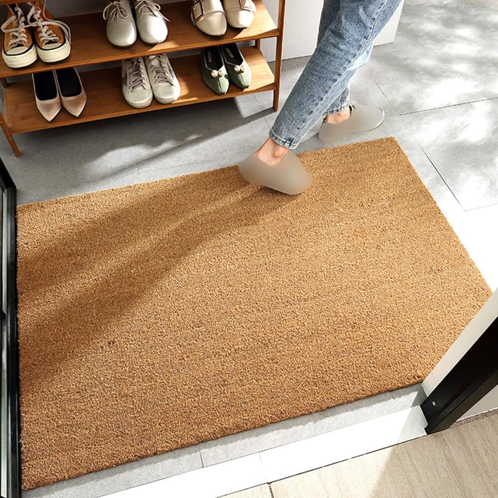 NHYGDY Coconut Color 1 Entrance Mat, Mud Remover Mat, Outdoor, Natural Material, Non-Slip, Stylish, Entrance, Balcony, Housewarming Gift, Blends Into Your Space, Door 60*90cm, Durable, Water Drainage, Natural, Stain Resistant, Doorway, Interior, Outdoor,
