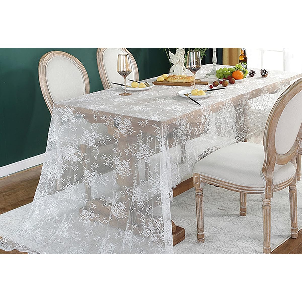 ozxchixu 2 Pack, 30"x120" White Classy Lace Table Runner/Overlay, Spring Summer Decor Rustic Chic Wedding Reception Table Decor, Table Runner, Boho Party Decorations, Bridal Shower Decor