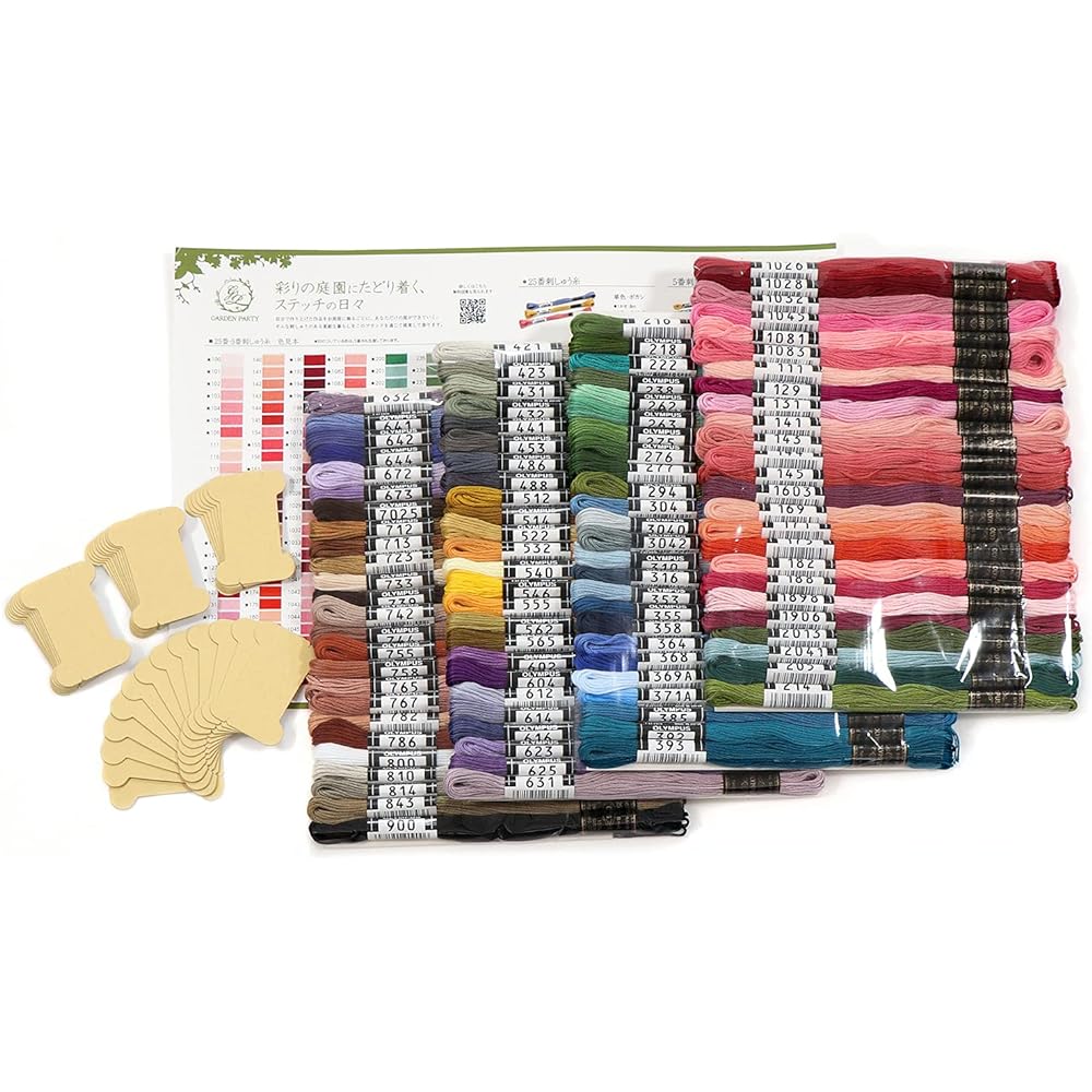 Olympus Thread Embroidery Thread "GARDEN PARTY Embroidery Thread Set with Spool Wild Garden" 100 Skeins GP-100A