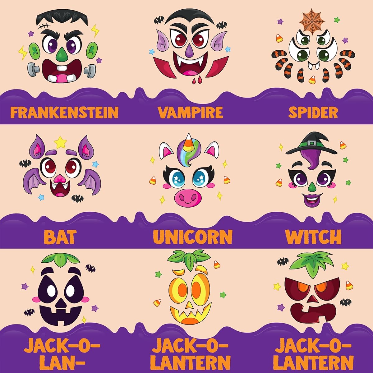 60pcs Halloween Pumpkin Decoration Stickers, 3D Face Stickers Pumpkin Halloween Decoration Craft Kit for Halloween Party, Kids School Activities, Party Favors Supplies