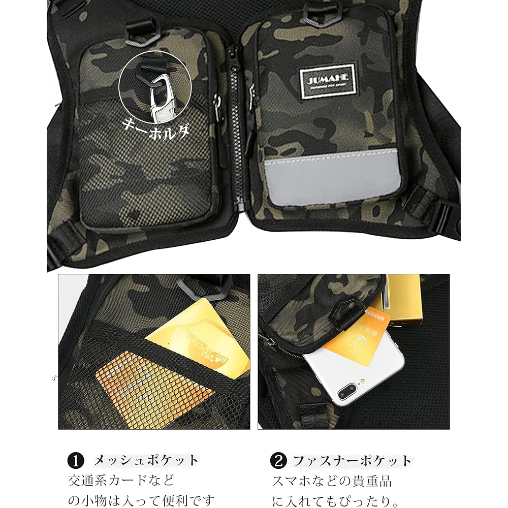 FOIROKASA Chest Bag Climbing Fishing Chest Bag Snowboard Vest Bag Running Survival Game Breathable Adjustable Vest Men's Radio Harness
