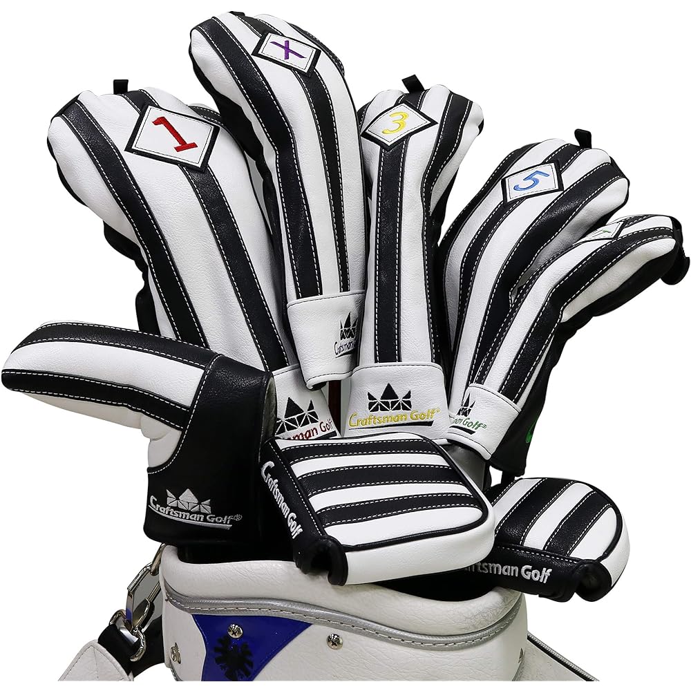 CRAFTSMAN Italian style golf head cover for Juventus fans, made of synthetic leather, vertical stripes, black and white, upgraded