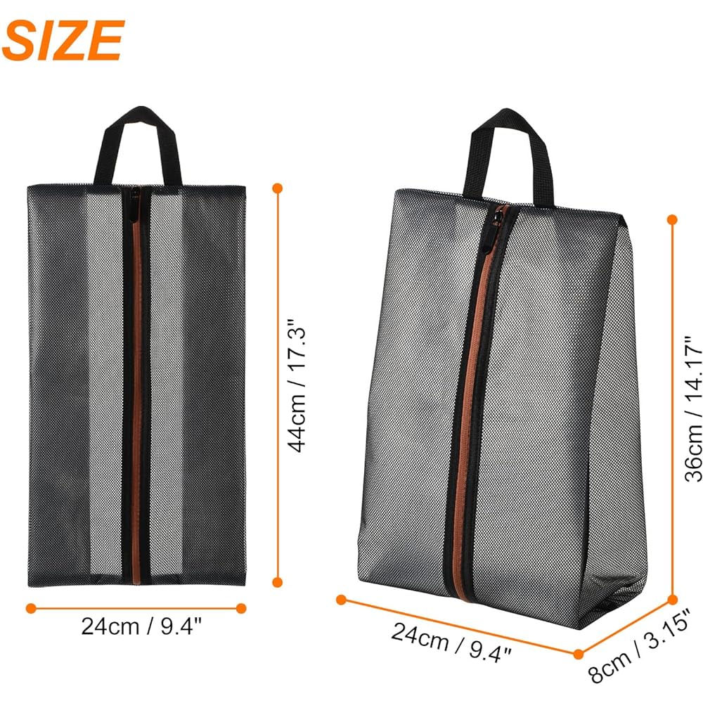 PATIKIL Waterproof Shoe Bag Transparent Travel Storage Bag 5 Pieces Portable Shoes Shoe Organizer with Zipper for Travel Outdoor Black