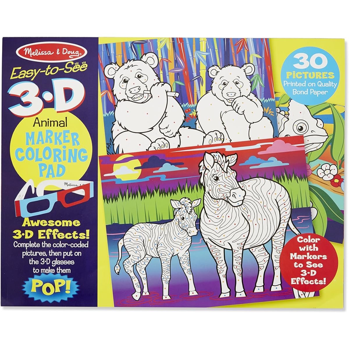 Melissa & Doug easy-to-see 3 - D Coloring Pad – Animals