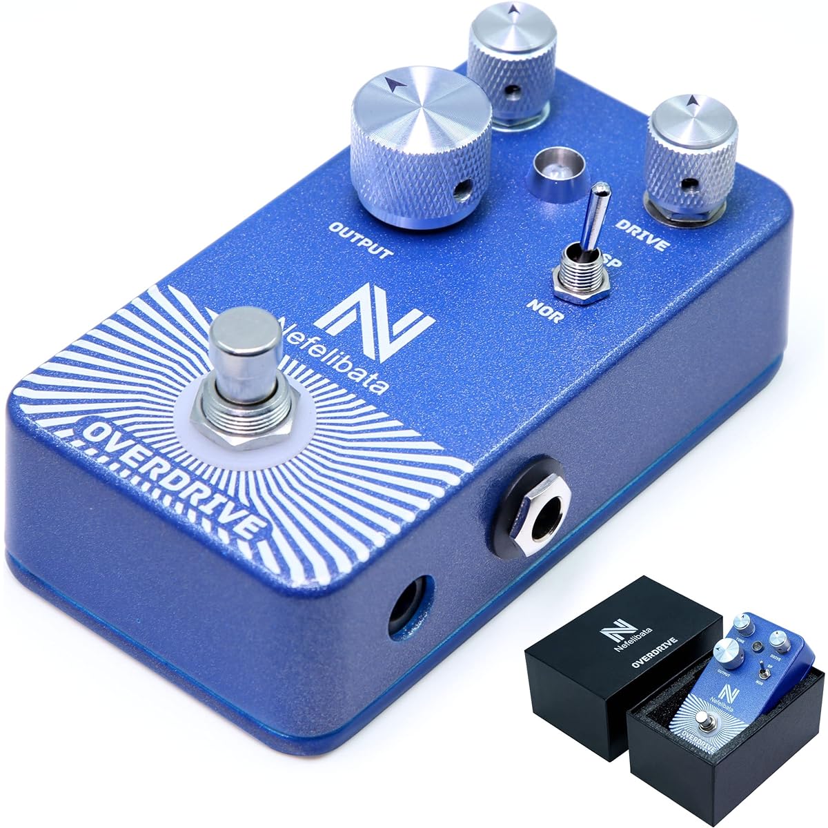 Overdrive Electric Guitar Effect Pedal Handmade Two Frequency Clipping Modes and True Bypass Design Achieves a Wide Range of Overdrive Tones from Retro to Modern Blue Metal Shell