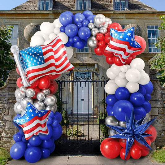 4th of July Blue Balloon Garland Kit - 137pcs Klein Blue Red White Silver Balloons Independence Day Memorial Day Patriotic American Theme Party Supplies Decorations (Red, Blue, White, Silver)