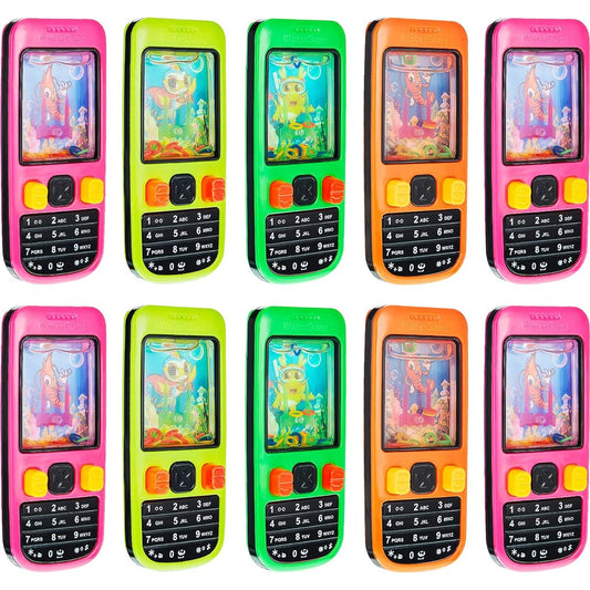 10 Pieces Cell Phone Water Ring Game Colorful Handheld Cell Phone Game Water Ring Toss Handheld Game Fun Birthday Party Favors Birthday Party Gifts Contest Prizes 4 Inch