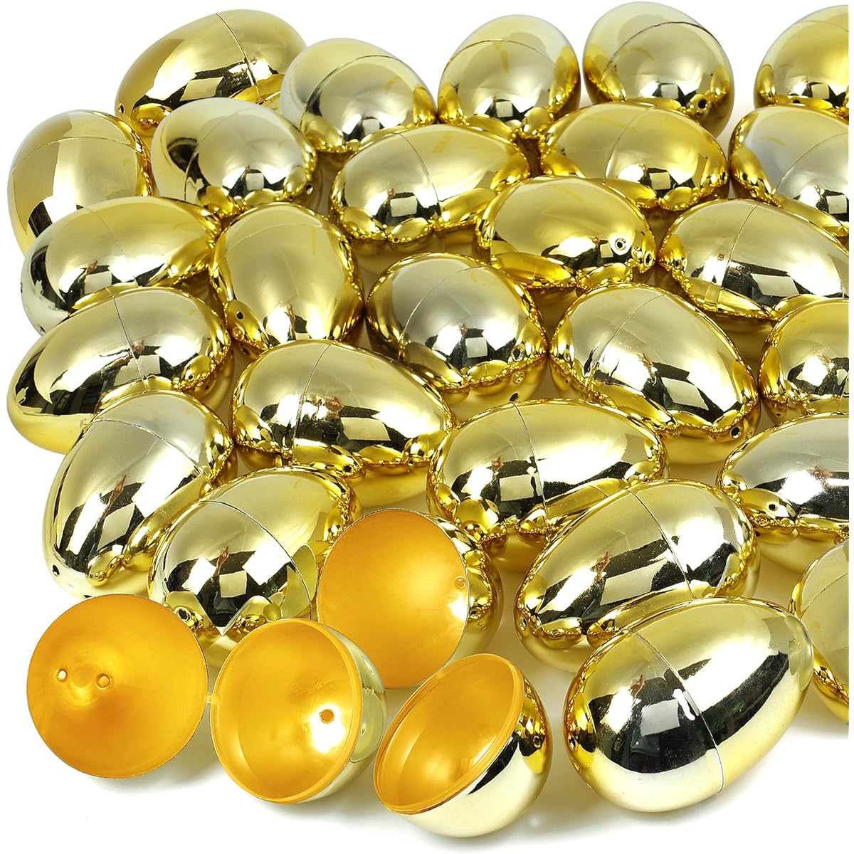 SpringFlower 36 Golden Metallic Easter Eggs Plastic Easter Eggs Easter Egg Hunt Surprise Eggs Easter Themed Party Favors Easter Egg Hunt Basket Stuffers Classroom Prize Supplies