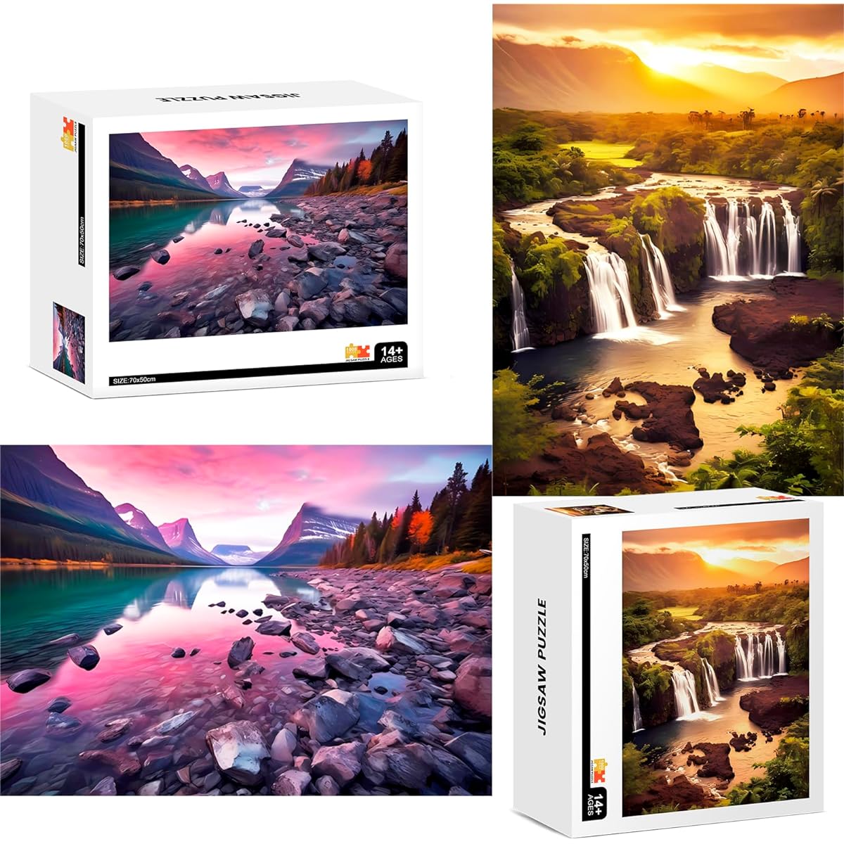 Edsjegn Jigsaw Puzzle 2 Pack 1000 Pieces for Adults Over 1000 Pieces 2000 Piece Puzzle for Adults White Elephant Gift Difficult Puzzle for Adults