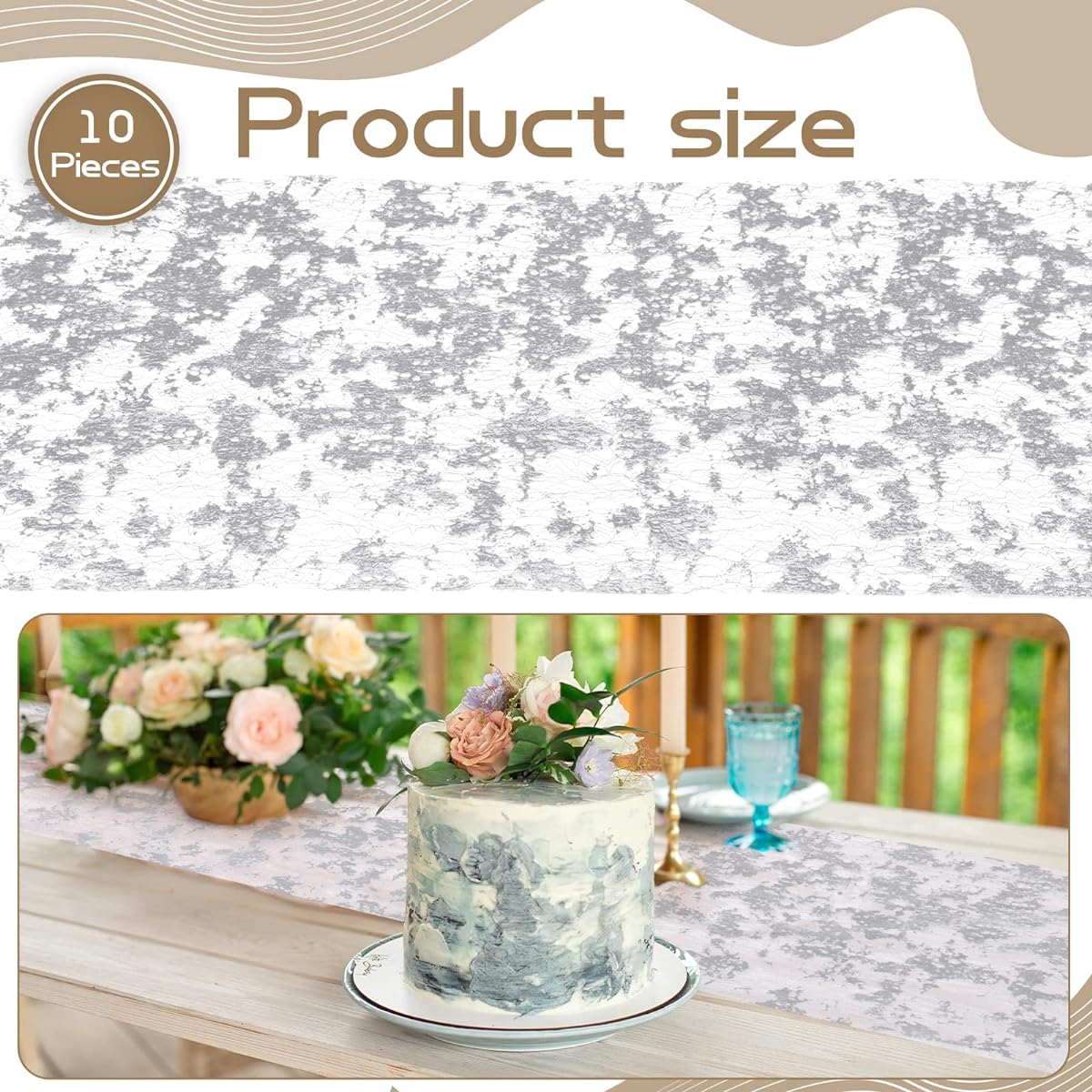 Mixweer 10 Pieces Metallic Silver Table Runners 11 x 110 Inch Sequin Table Runner Silver Runner for Table Thin Mesh Silver Decorations for Party Wedding Birthday Bridal Shower Event Decorations