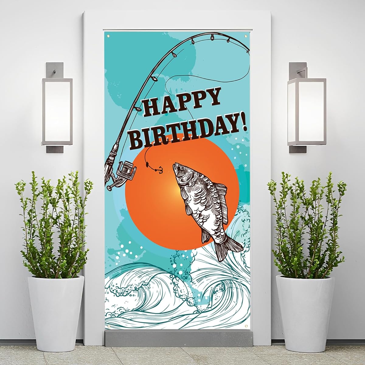 Ki Gone Fishing Birthday Banner Fishing Birthday Decorations for Men/Boys Fishing Theme Door Banner Fisherman 20 Years Old 30 Years Old 40 Years Old 50 Years Old 60 Years Old 70 Years Old 80th Birthday Decoration Sign Gone Fishing Birthday Party Supplies