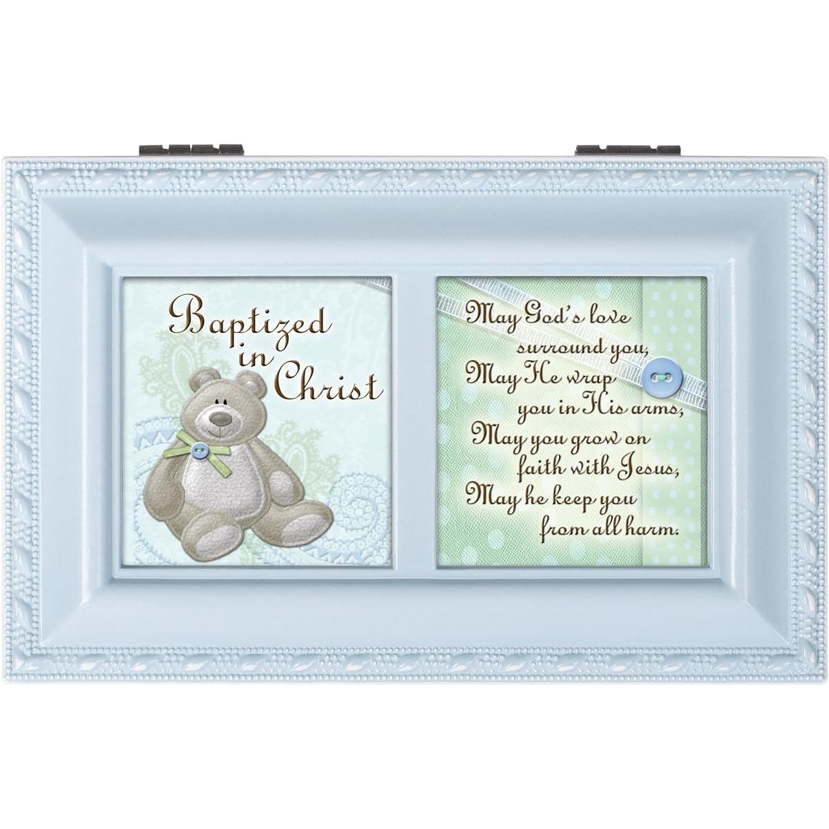 Cottage Garden Jesus Loves Me Baptized in God's Love Matte Blue Jewelry Music Box