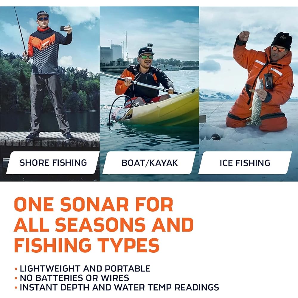Deeper PRO+ 2.0 wireless smart fish finder, Wi-Fi connectivity, built-in GPS, battery runs up to 9 hours, fast charging, 3 frequencies, scanning depth 100m wireless smart sonar [Authorized Japanese distributor product]