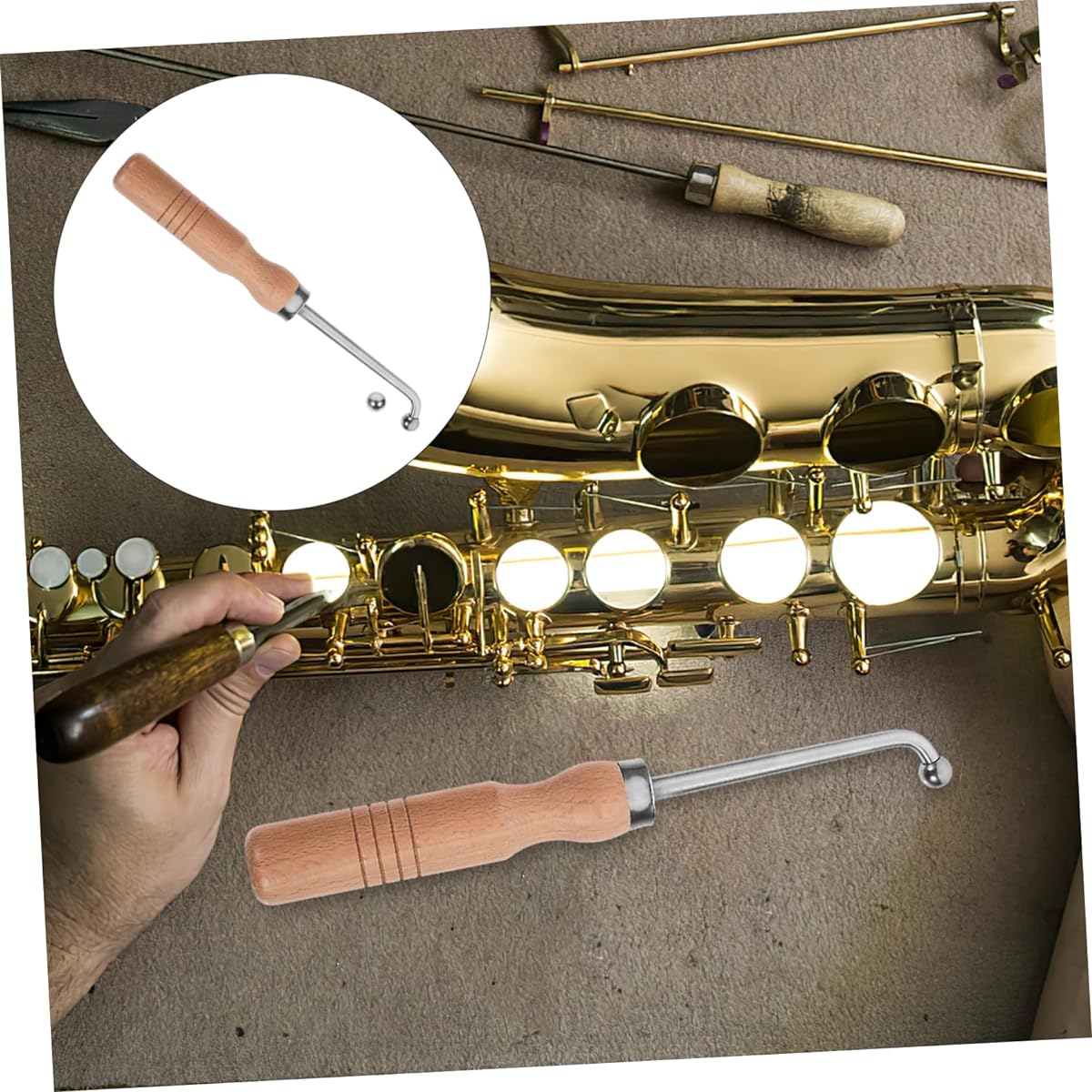 VICASKY Set of 4 Small Repair Tools for Trumpet Piston Valve Pipe BBL Speaker Trumpet Maintenance Tool Copper Tube Tools Bent Pipe Musical Instrument Repair Tool Wood