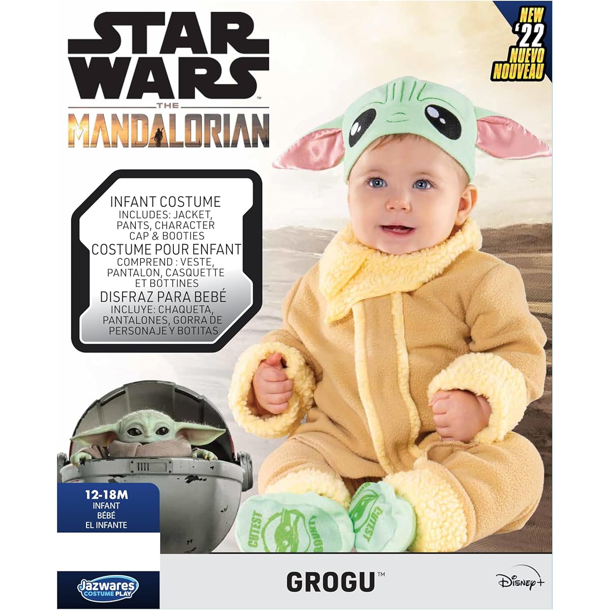 Star Wars Baby Grogu Costume - Mandalorian Infant Yoda Halloween Costume - Officially Licensed 12/18 Months