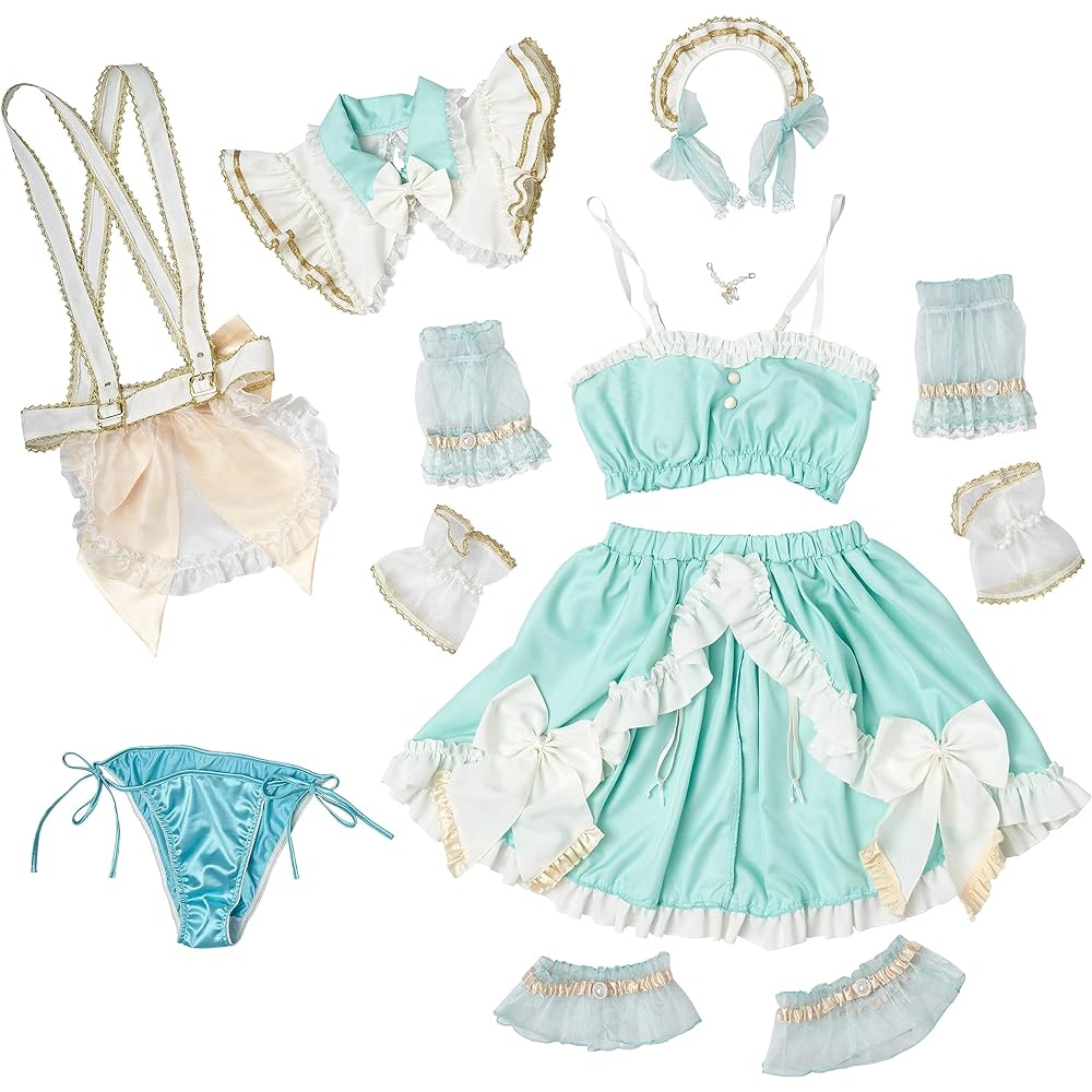 Clearstone Enako Collaboration Cosplay Halloween Anniversary Maid Maid Maid Clothes Separate Women's Green Costume Fancy Dress Costume
