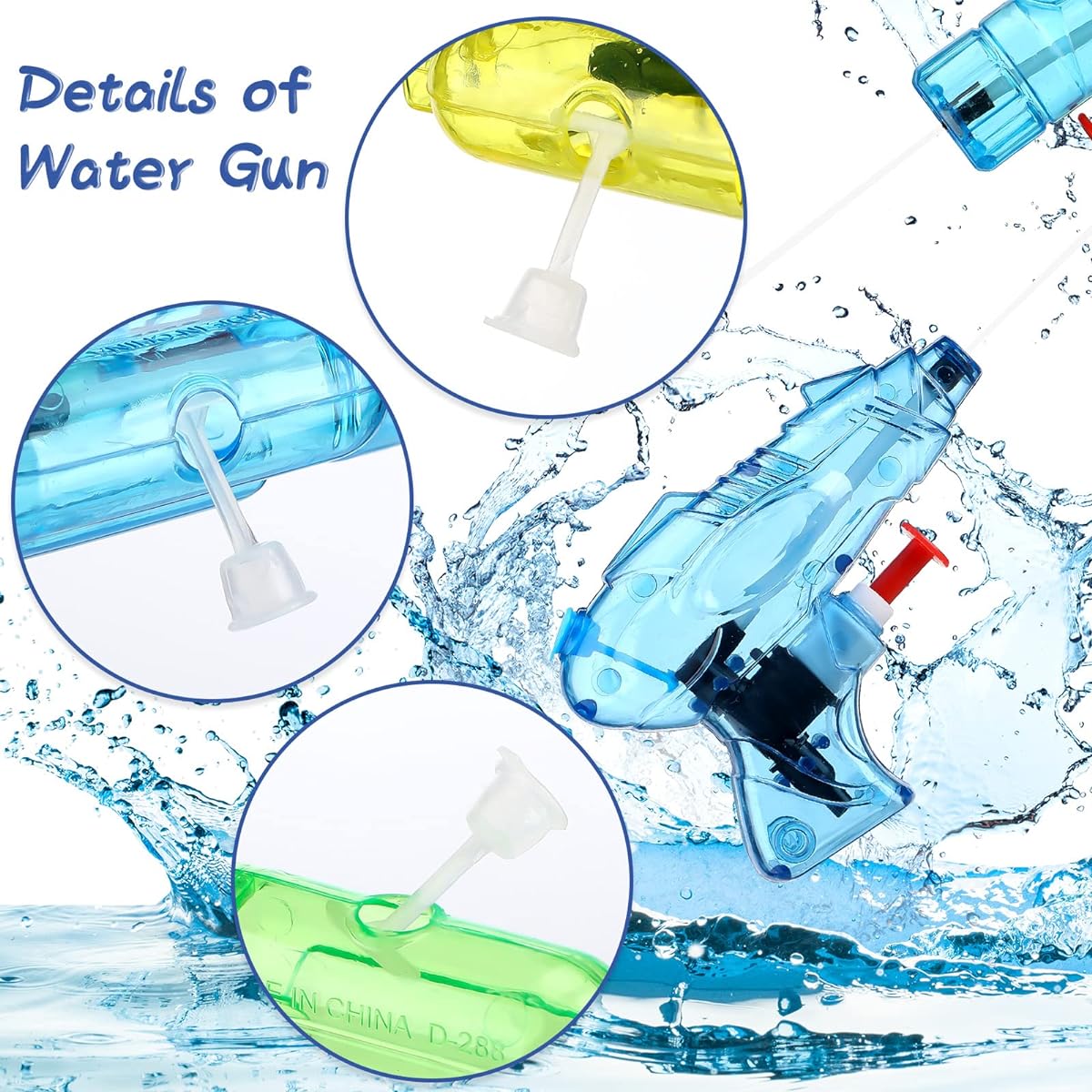 60pcs Water Prop Squirting Toy Plastic Squirting Toy Mini Water Pistol Summer Squirting Beach Swimming Pool Game Outdoor Party Favors