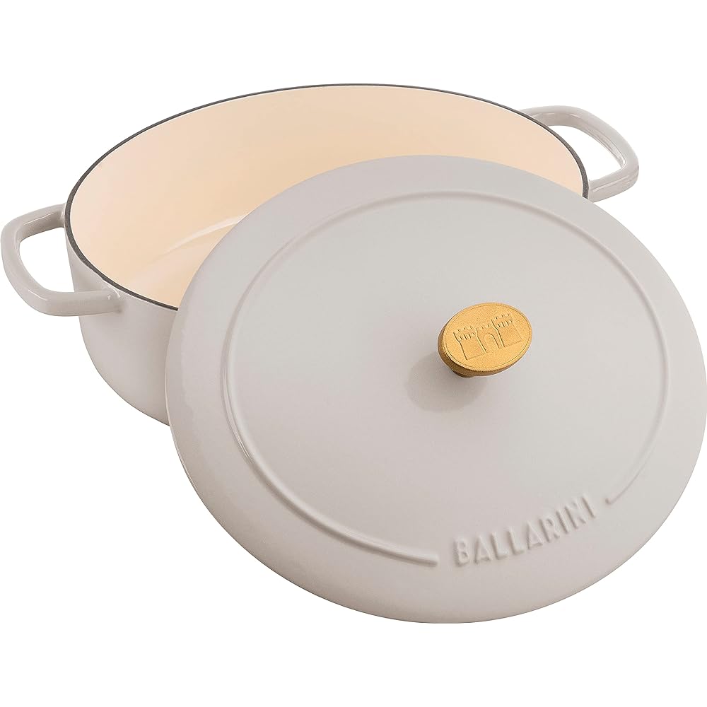 Ballarini "Bellamonte Oval 23cm Cream White" Two-handed pot Cast metal enamel pot IH compatible [Japanese official product] Z1023-635
