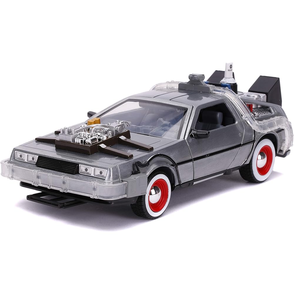 Back to The Future Part III 1:24 Time Machine Die-cast Car Light Up Feature, Toys for Kids and Adults