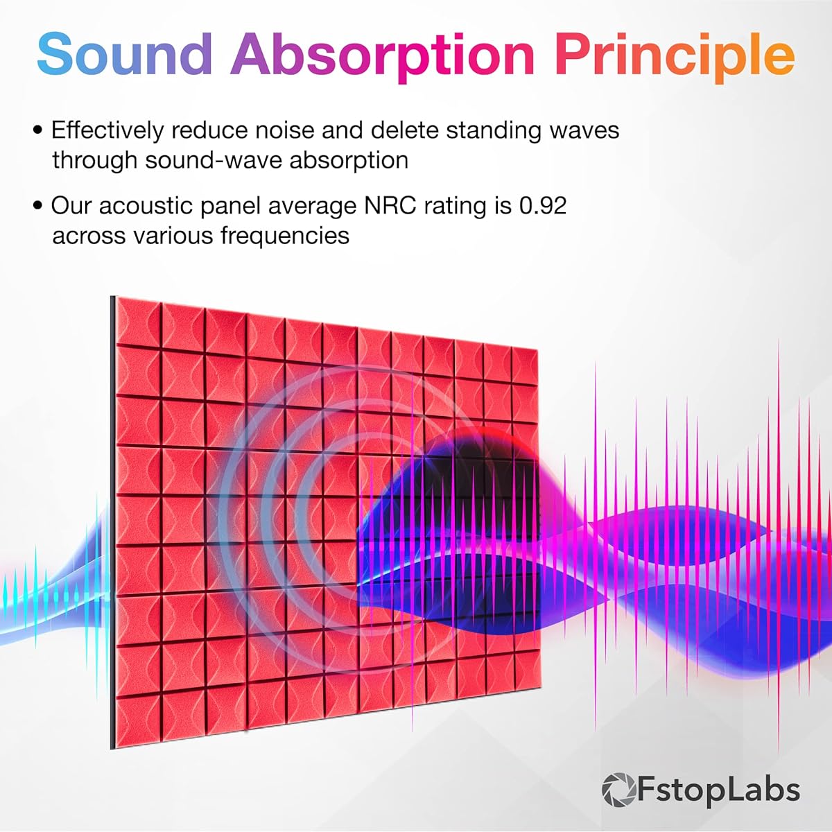 Fstop Labs Acoustic Foam Panels 12 Pack Red 2" x 12" x 12" Mini Mushroom Studio Wedge Tiles Sound Panels Acoustic Foam Panels Soundproofing Pads for Walls