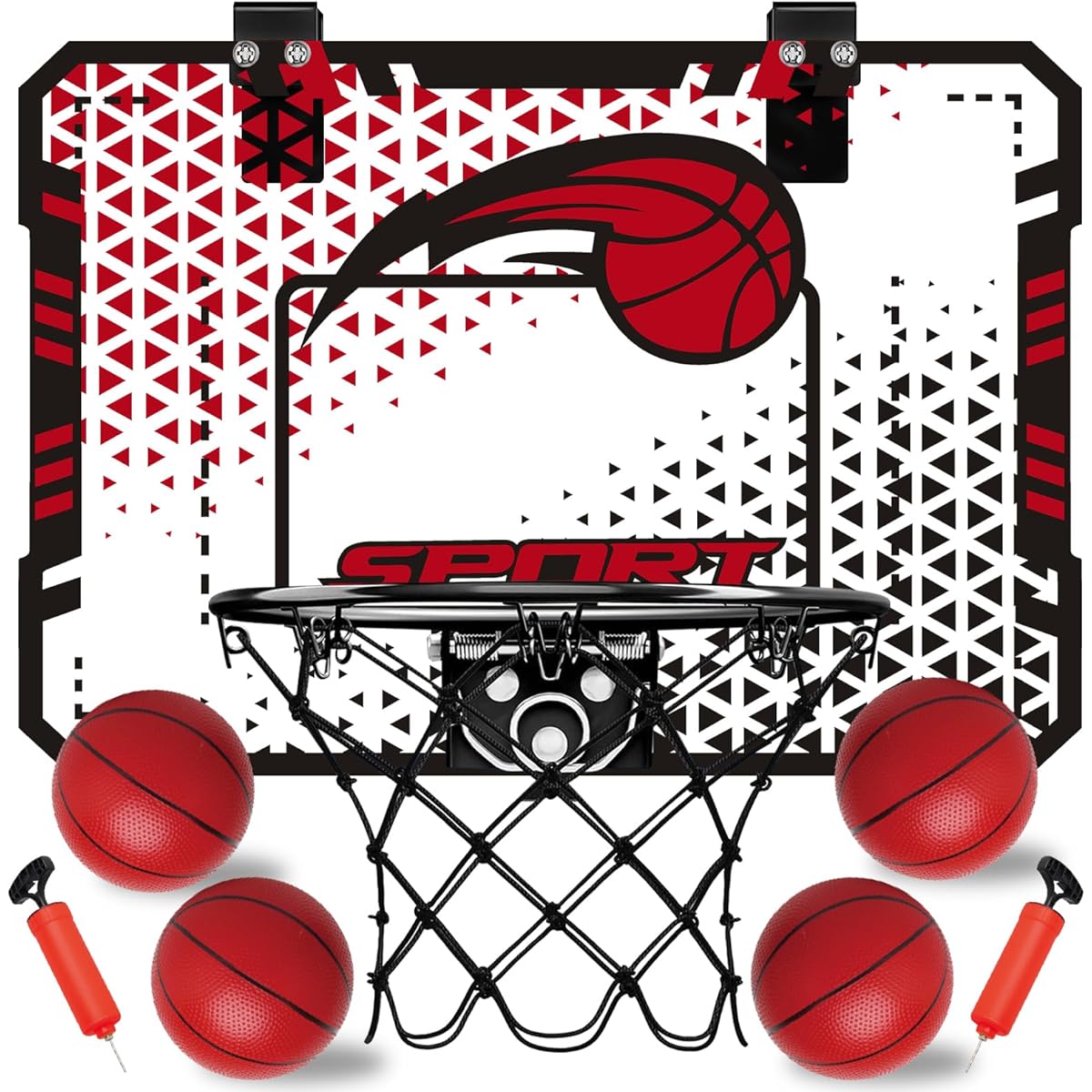 Basketball Hoop for Kids, Over the Door Basketball Hoop, Indoor Mini Basketball Hoop with 4 Balls - Birthday and Christmas Toys for Boys Ages 3-11