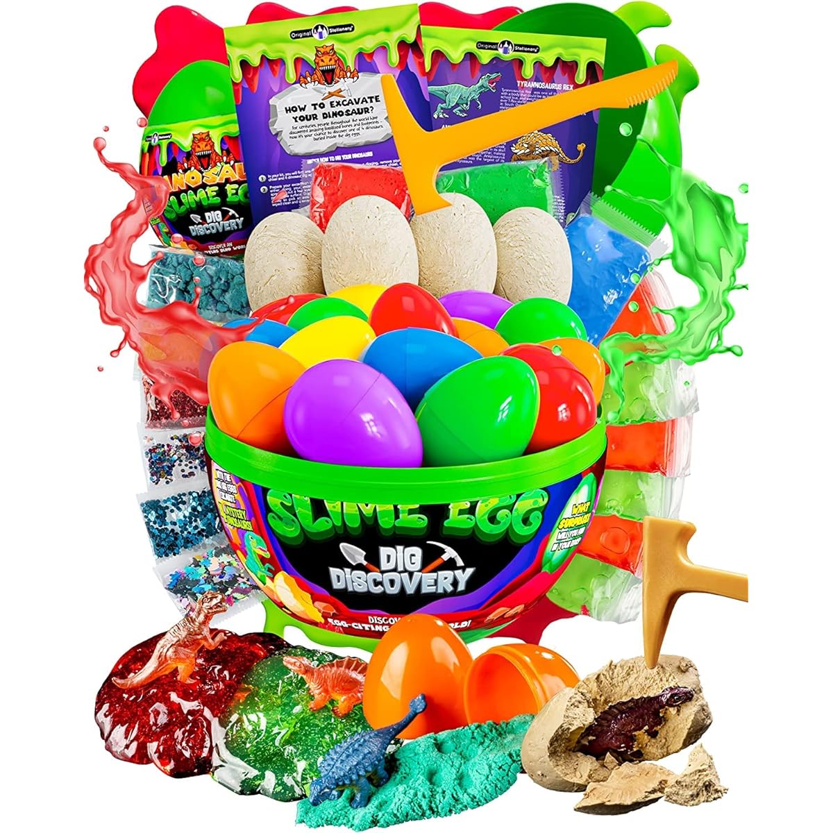 Original Stationery Dinosaur Slime Eggs Discovery Discovery Dinosaur Egg Dig Kit Pre-made Dinosaur Dig Eggs 6 Slime & 4 Dinosaur Eggs Dino Egg Excavation Kit