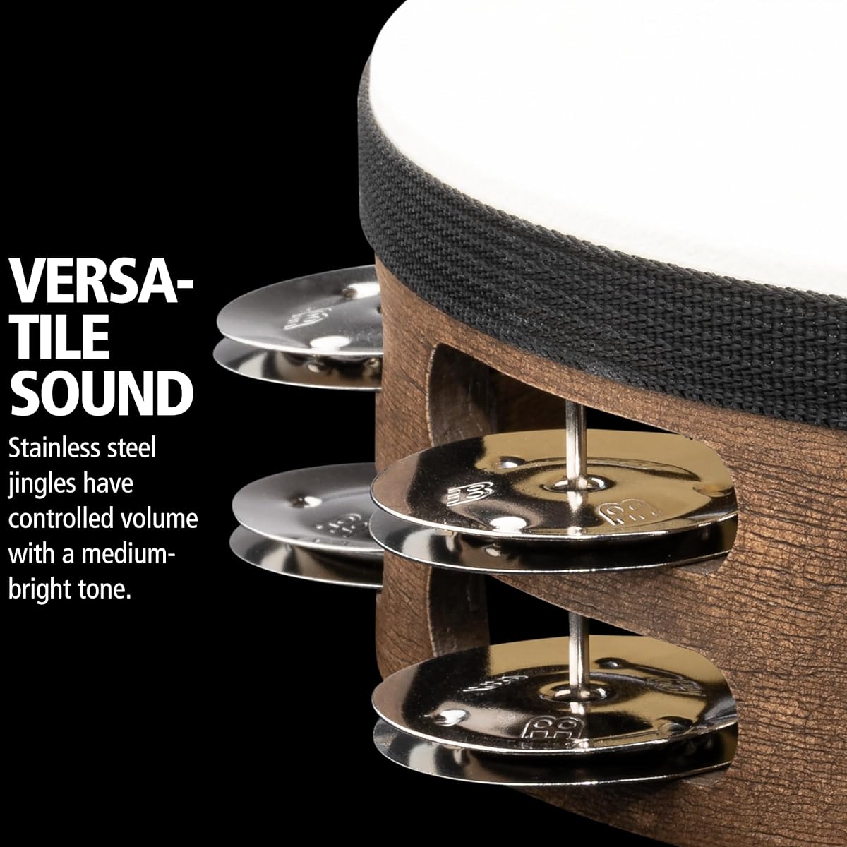 MEINL Percussion Traditional Goat-Skin Wood Tambourine Stainless Steel Jingles 2rows TAH2WB [Domestic regular product]