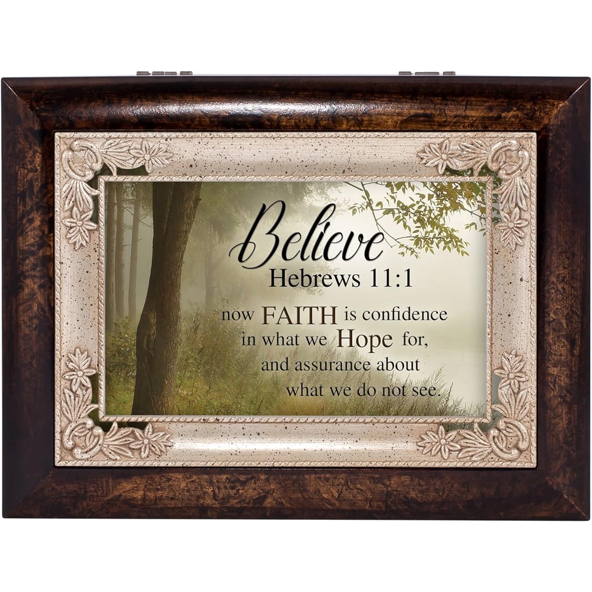 Cottage Garden Believe Faith is Hope Hebrews 11:1 Italian Design Jewelry Music Box Amazing Grace