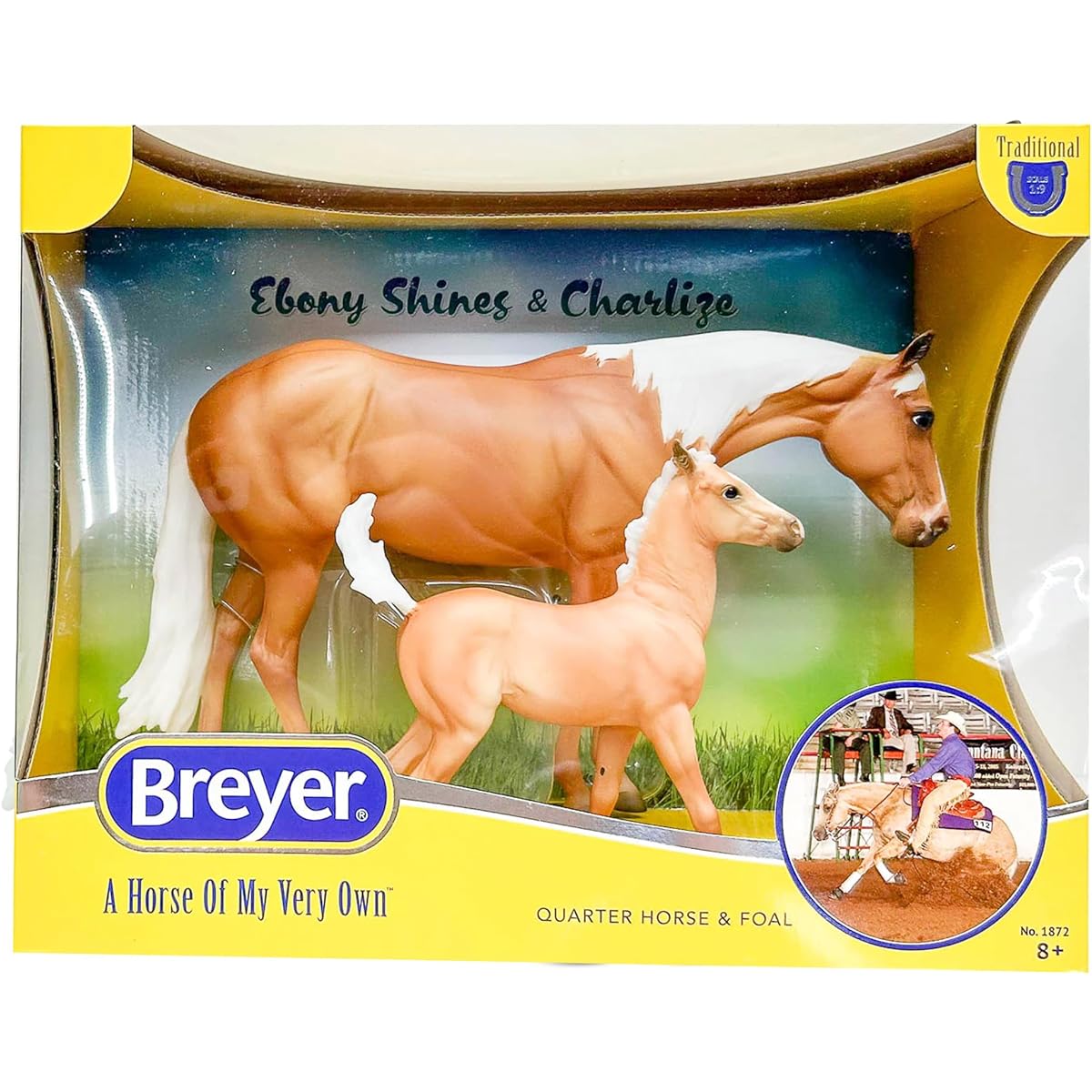 Breyer Horses Traditional Series Ebony Shines & Charlize | Set of 2 Horses | Horse Toy Model | 11.5" x 9" | 1:9 Scale | Model #1872, Brown