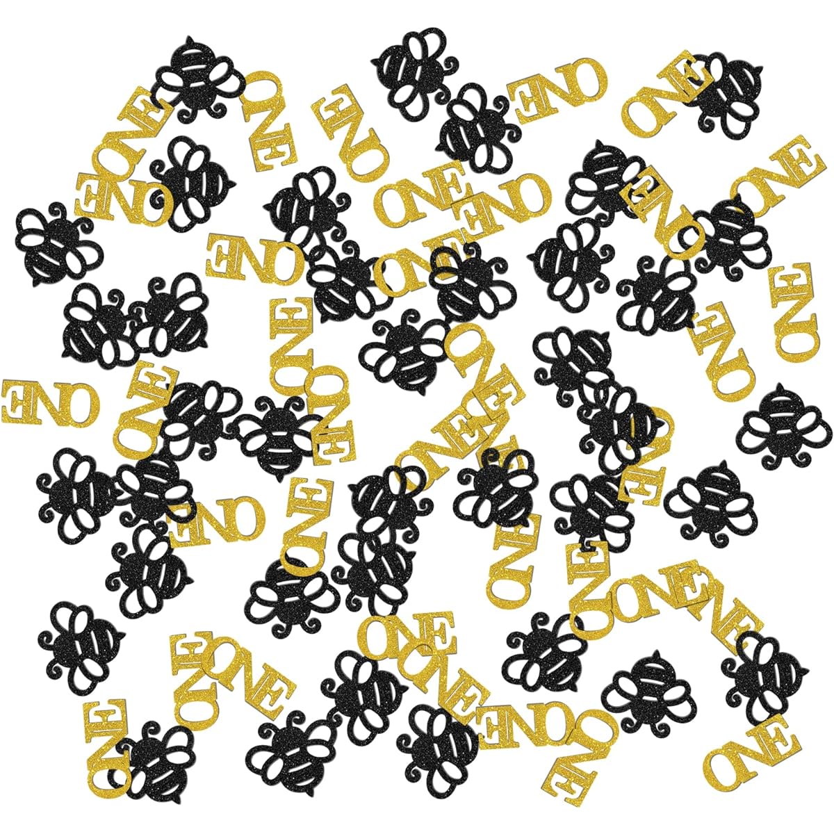 INNORU Bumblebee Confetti Glitter, Bee Theme 1st Birthday Table Confetti, Baby Shower, Happy Bee Day Paper Scatter, Wedding Party Table Decoration Confetti, 120 Pieces