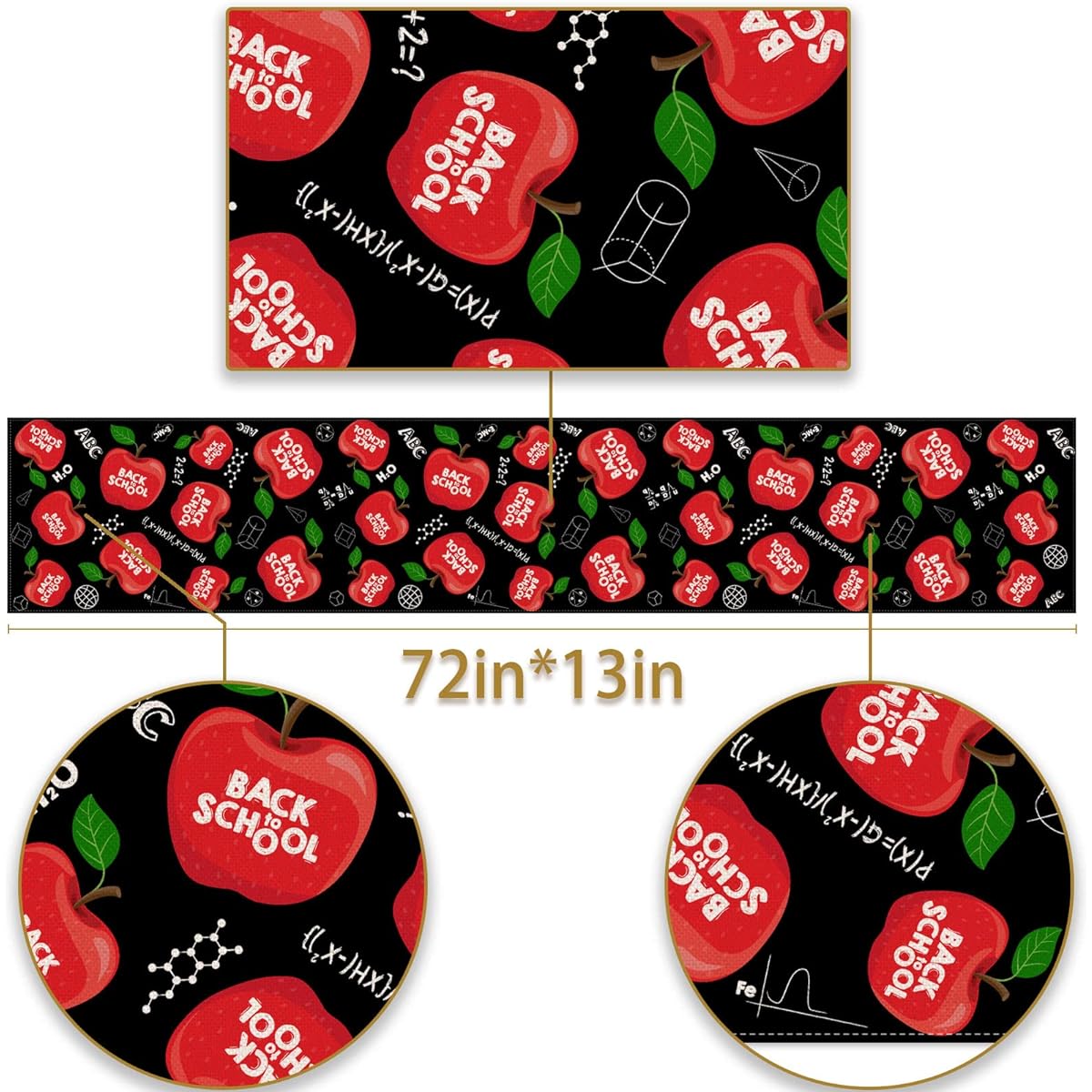 Back to School Apple Table Runner First Semester Student Kids Party Kitchen Dining Room Home Decoration