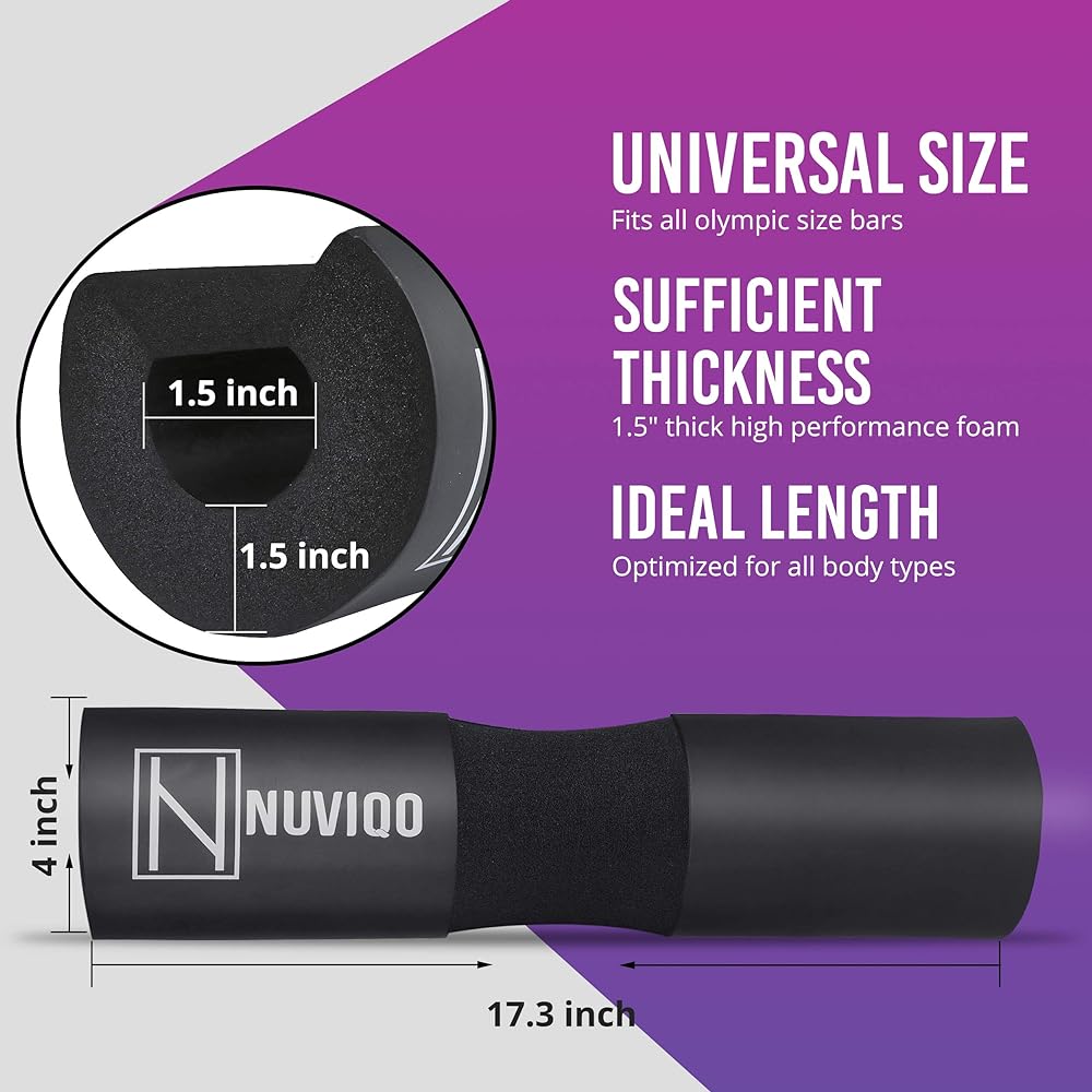 Nuviqo Barbell Pad Squat Pad for Lunges Squats Hip Thrust Foam Sponge Pad Relieve Neck and Shoulders During Training