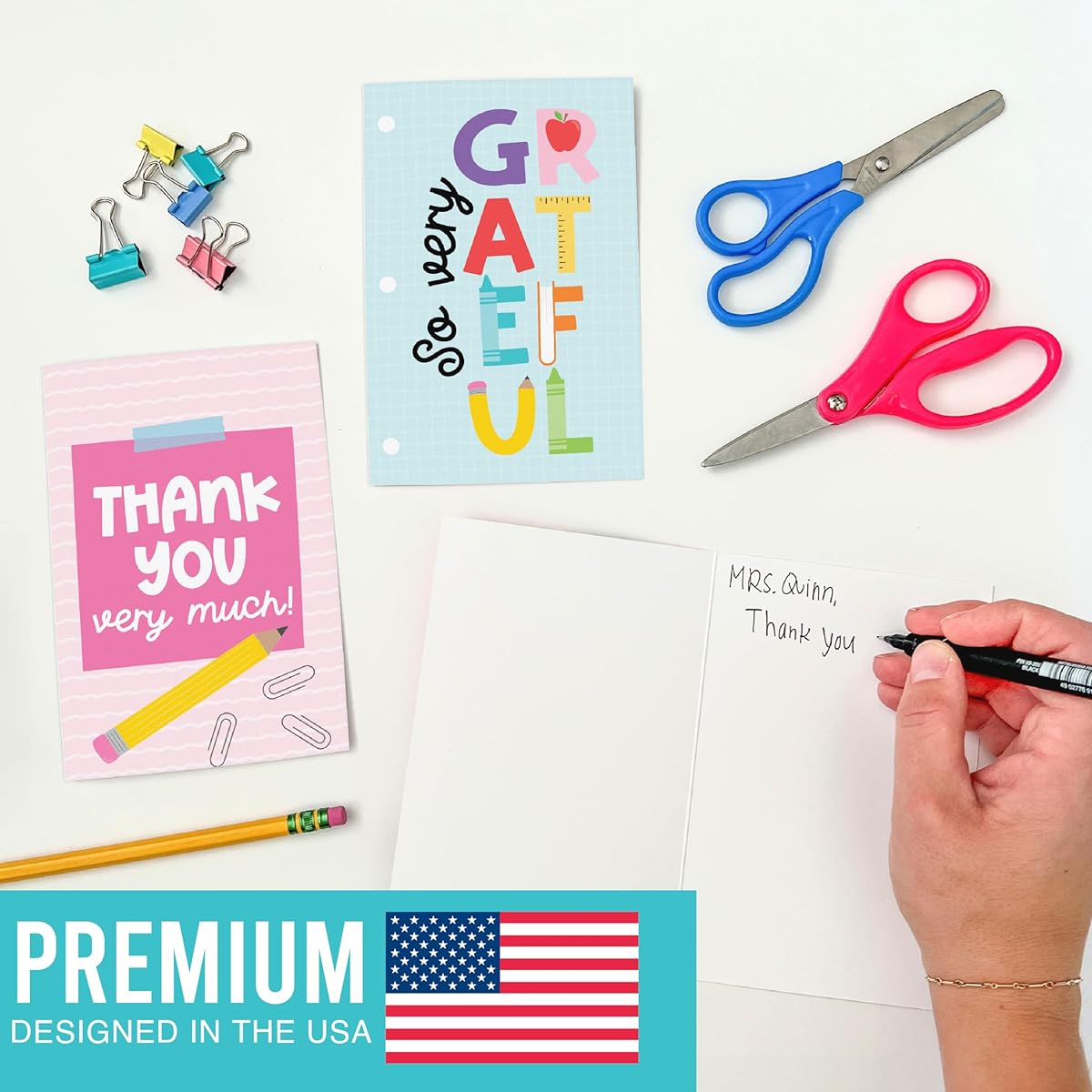 24 Colorful Teacher Thank You Cards from Students - Teacher Gift Cards, Teacher Appreciation Cards Bulk, Thank You Cards from Students, Teacher Appreciation Cards