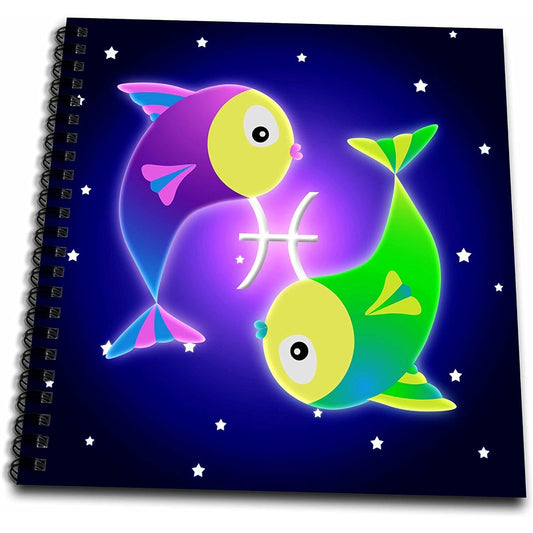 3dRose db_28553_2 Cute Astrology Pisces Zodiac Sign Fish Memory Book 12x12 Inch