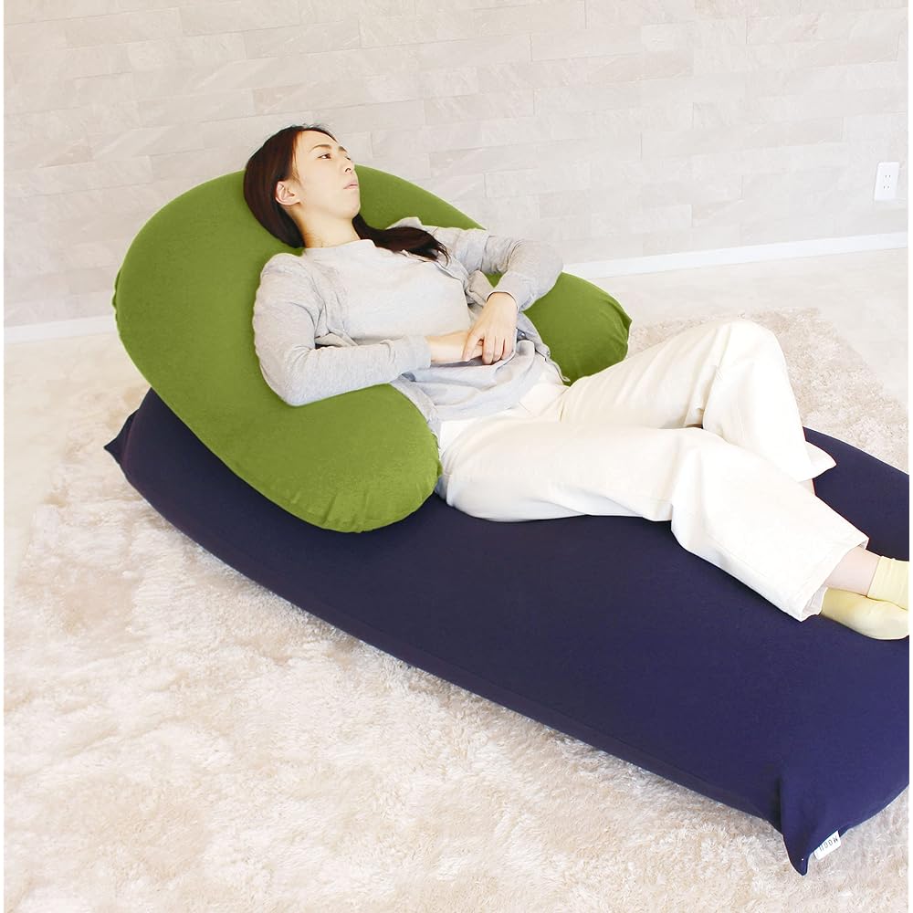 MOGU Bead Cushion Navy Powder Support Set Approx. Width 70cm x Height 90cm x Height 20cm