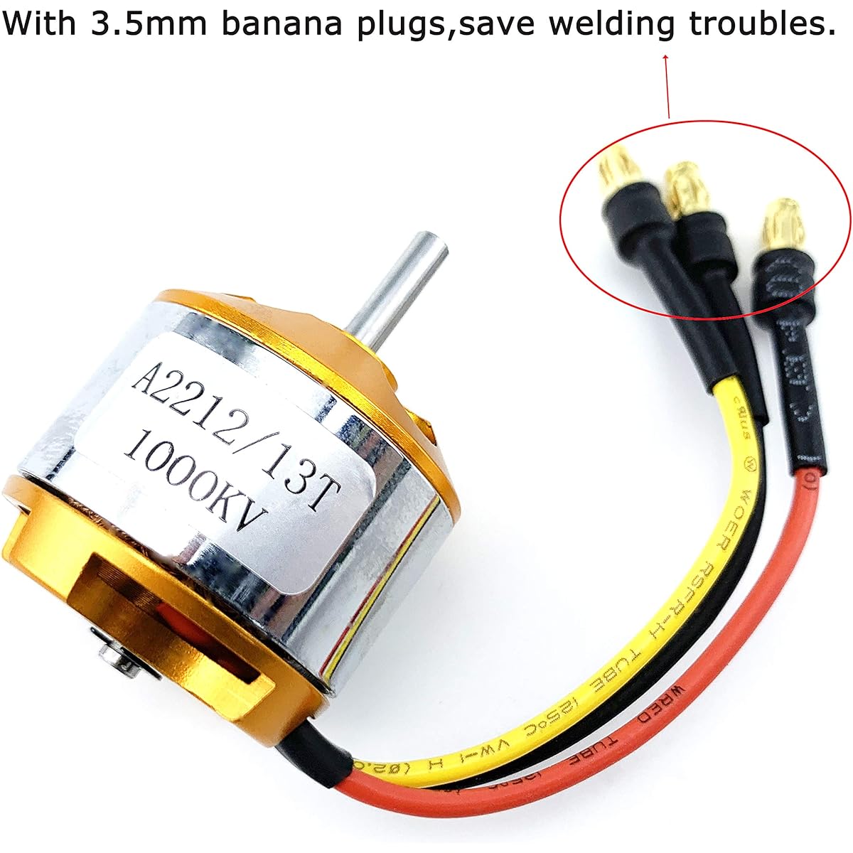 A2212 1000KV Brushless Outrunner Motor 13T 3.5mm Male Banana Connector for RC DIY Aircraft Multicopter Quadcopter Drone